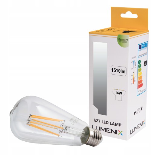 E27 LED žiarovka 1510lm 14W TEPELNÉ SLZNÉ FILAMENT