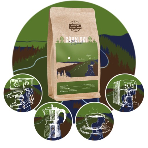 ČERSTVO PRAŽENÉ KÁVOVÉ ZRNKY GÓRALSKI BLEND 100g ŠPECIALITA NA OVOCIE