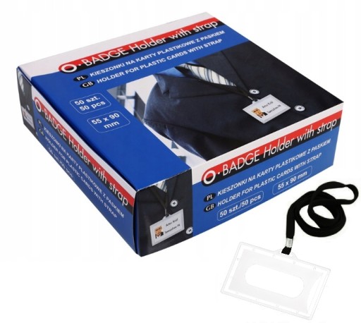 ID držiak s lanyard páskou 90x56 mm čierny
