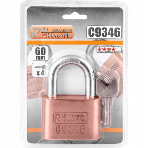 PONIKLOVANÝ ZÁPADKOVÝ ZÁMOK 50mm + 4 KĽÚČE PEVNÝ A SILNÝ RICHMANN C9345