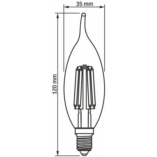 E14 C35 LED žiarovka 6W = 60W 806lm 4000K vlákno