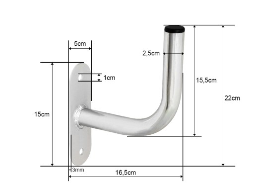 NÁSTENNÝ PREDNÝ DRŽIAK ANTÉNY 16CM POZINKOVANÝ PEVNÝ
