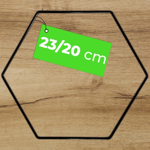 ŠESTIHRANNÝ prsteň na lapače snov ČIERNA 23 x 20 cm ZÁKLADNA pre makramé