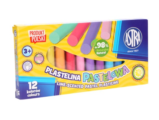 Plastelína, 12 pastelových farieb, s vôňou limetky