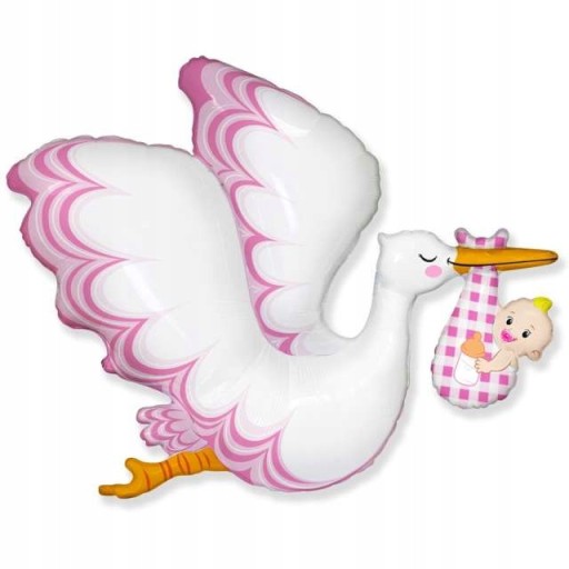 Balónik Bocian Baby Shower Narodenie dievčatka