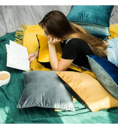 VELÚROVÝ PLÁŠŤ NA VANKÚŠ SAGE OCEL 40X40 EURO ZÁCLONA
