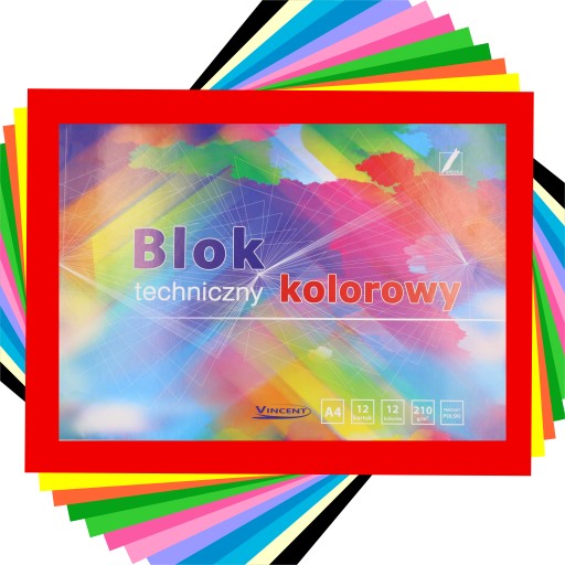 Farebný technický blok VINCENT A4-12 210g