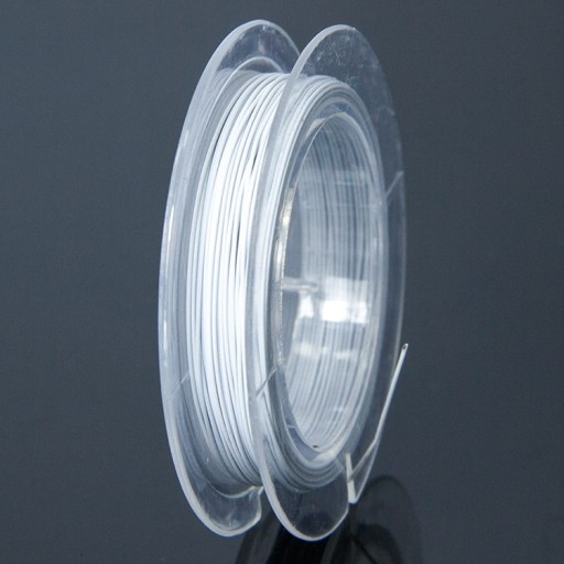 Oceľové lano na šperky s nylonovým poťahom, biely dym, 0,38 mm, 10 m/ cievka