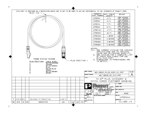 Patchcord U/UTP 24 AWG Cat 6 Panduit 6 m modrý
