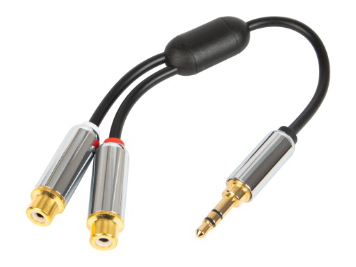 AUX JACK ADAPTÉR 2 RCA CINCH PREMIUM zásuvky 15cm