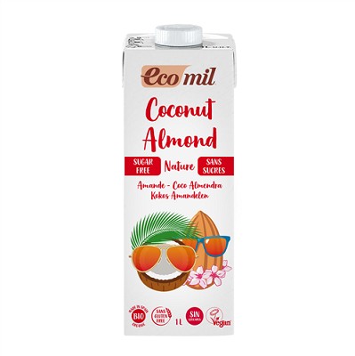 ECOMIL Organické nesladené kokosové mlieko s mandľami