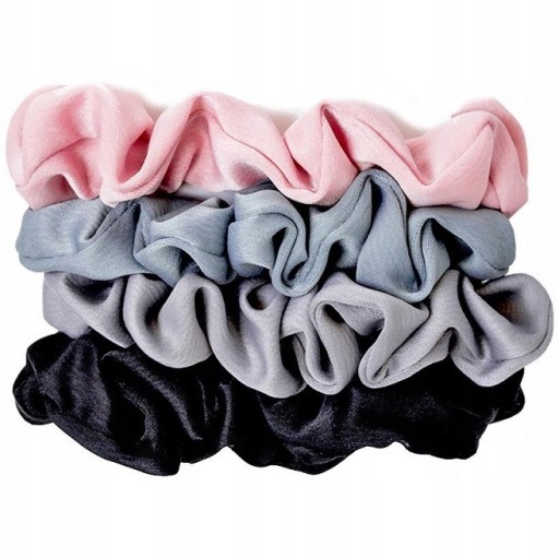 4 x SCRUNCHIE SATÉNOVÁ RUBA NA VLASY, SADA 4 ks