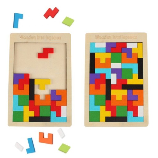 Tetris bloky Montessori drevené puzzle 3D puzzle