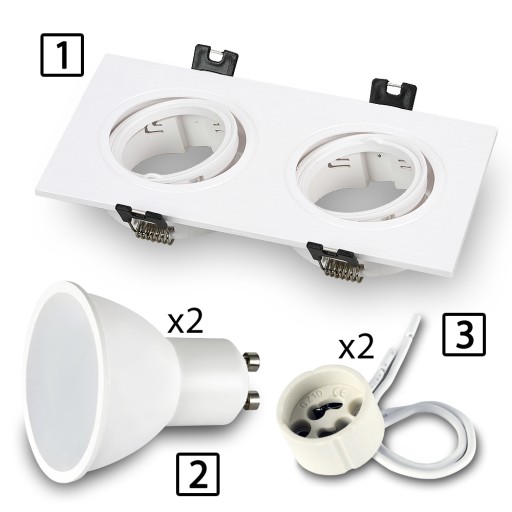 Dvojité WHITE MOVABLE svietidlo pre LED