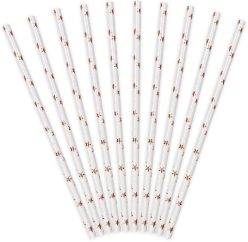 PAPIEROVÉ SLAMKY ružové zlato ROSE GOLD slamky na pitie 10 ks sada