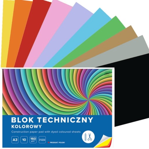 INTERDRUK Technický blok s farebnými listami A4, 10 listov