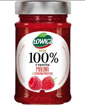 ŁOWICZ 100% malinový a červený ríbezľový džem 210g