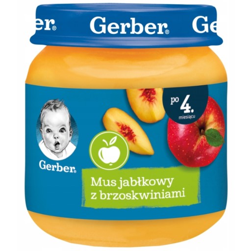 Dezert pre deti Jablková omáčka s broskyňami 4 m+ 125 g Gerber