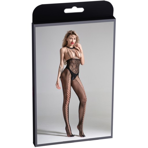 Bodystocking s otvorom v rozkroku a otvorenými prsiami