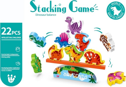 Bloky Puzzle Padajúce dinosaury Balance Beam