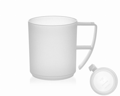 PLASTOVÝ hrnček S RÚČKOU UMÝVAČKY RIADU 350ML BIELY