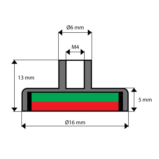 SILNÝ NEODYMOVÝ MAGNET 16 MM S ZATVORENÝM HÁČKOM KAPACITA 8 KG - 2 KUSY