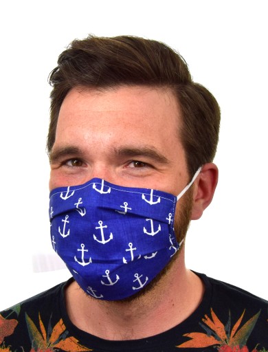 NAVY BLUE maska s bielymi kotvami, ochranná maska
