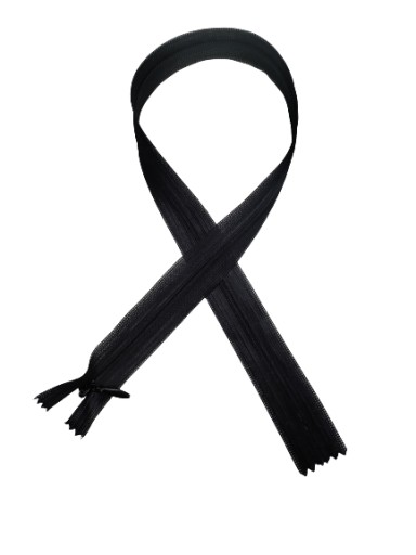 Zips, SAMOSTATNÝ Zips, KRYTÁ ČIPKA, 20 cm, ČIERNA
