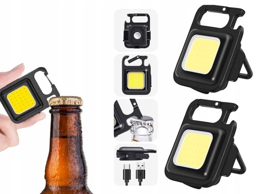 COB LED kľúčenka lampa s magnetom baterka USB otvárač