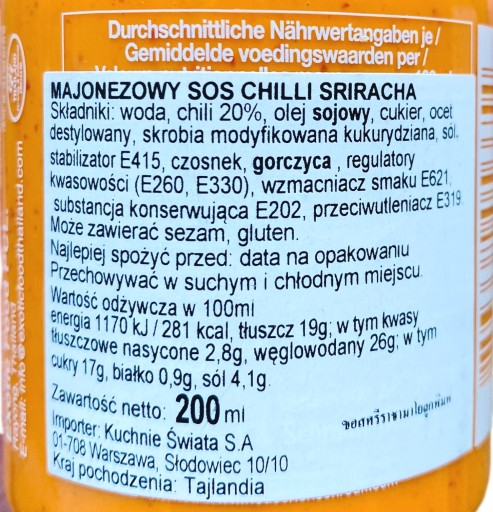 Chili Mayoo Sriracha Chilli omáčka 200ml THAJSKO