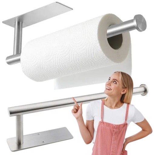 V3 STRIEBORNÝ DRŽIAK KUCHYNSKÝCH UTERÁK VEŠIAK NA PAPIER SKRUTOVANÝ