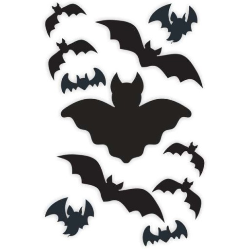 HALLOWEEN fólie NÁLEPKY čierne NETOPIE A4