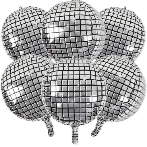 FÓLIOVÝ BALÓN DISCO GUĽA VEĽKÁ 40 CM METALICKÝ STRIEBORNÝ PROM 24h
