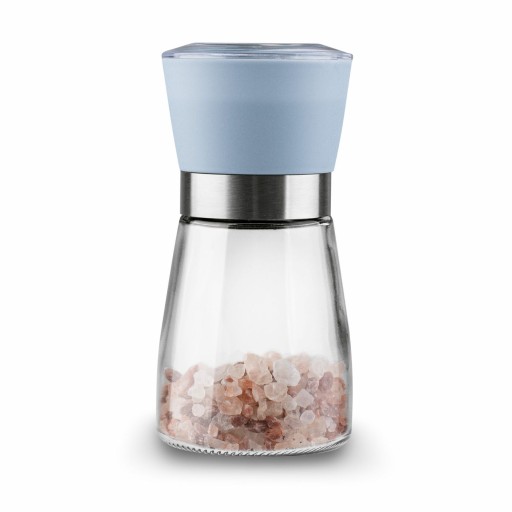 Sklenený mlynček na soľ a korenie 170 ml ručný modrý Baby Blue TADAR