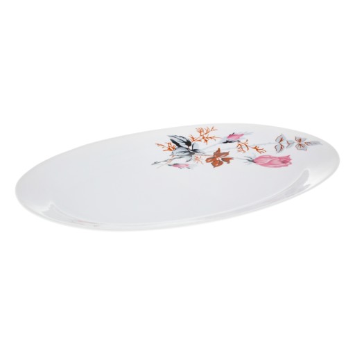 Biely porcelánový tanier s dekoráciou, 30 cm ruža KOKO 5372