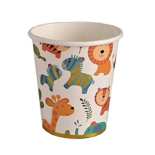 Papierové poháre, poháre pre zvieratká zo zoo, 18 cm, 6 ks, ročné narodeniny, lev