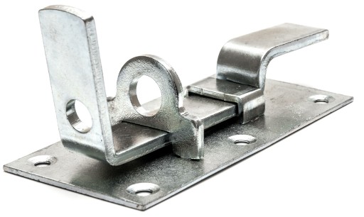 Závora dverí, západka visiaceho zámku, ZAOHNUTÁ 100 mm