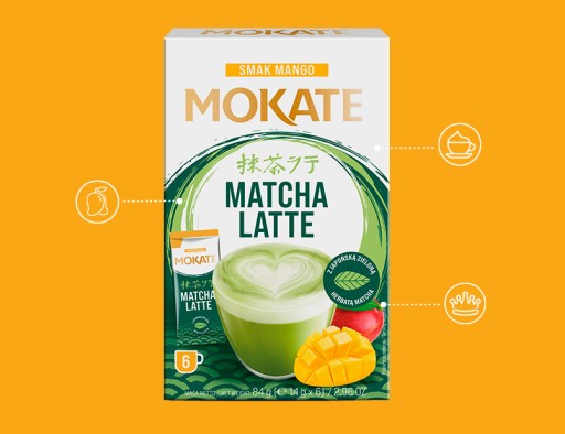 Matcha Latte Mango v prášku japonský zelený čaj s mliekom 6 ks LOYD