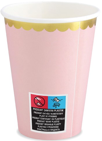 SVETLORUŽOVÉ papierové poháre na ročné narodeninové bábätko 220 ml 6 ks