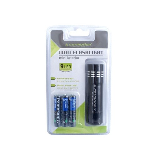 SADA HLINÍKOVÝCH HORÁK 9 LED + AAA BATÉRIÍ