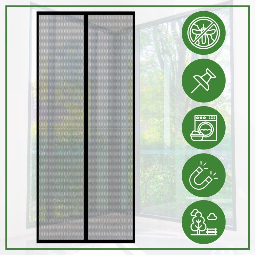 SIEŤKA NA DVERE balkónové okno balkónové S MAGNETMI 210x100 magnetický