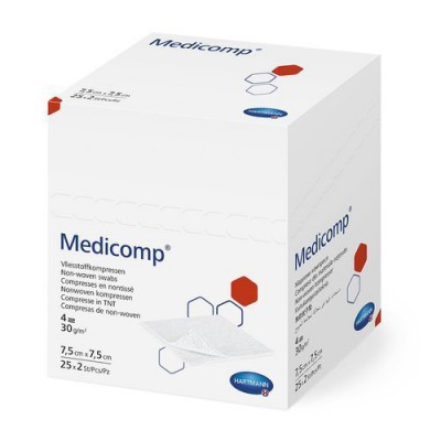 MEDICOMP obklady 7,5x7,5cm zo sterilnej netkanej textílie - 25x2 ks.