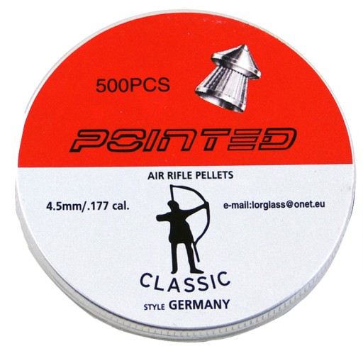 Guľôčky do vzduchovej pištole špicaté, ostrý hrot, kal 4,5 mm, 500 kusov