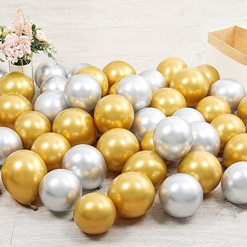 Kovové strieborné CHROME balóniky na girlandy, 5 palcov, 50 kusov