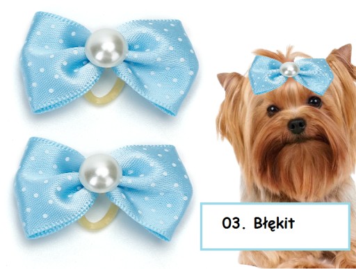 RUBÍNOVÁ MUŠKA PRE PSOV s perličkou, gumičky, stuhy, YORK MALTESE, 2 ks.