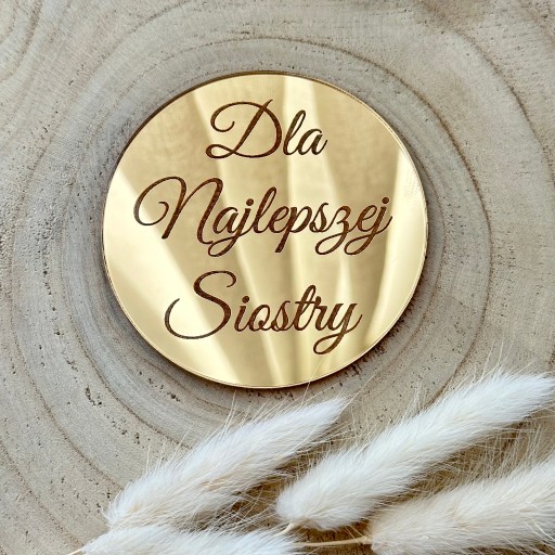 Pre najlepšiu sestru, kruh s gravírovaním, 8 cm, plexisklo, zlaté zrkadlo