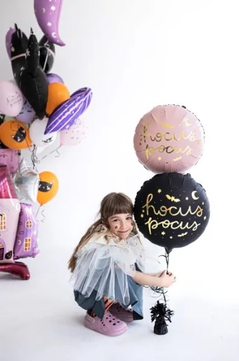 okrúhly HALLOWEEN FÓLIOVÝ BALÓN Hocus Pocus ružový