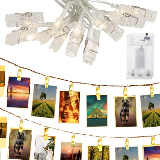 KLIPY NA FOTOLAMPY 20 LED DEKORATÍVNYCH FOTOKLIPOV S KLIPOM