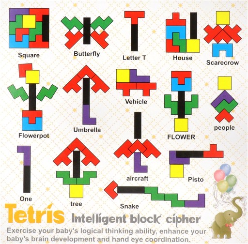 V3 MALÝ TETRIS DREVENÝ LOGICKÝ HRANÝ BLOK PRE DETI