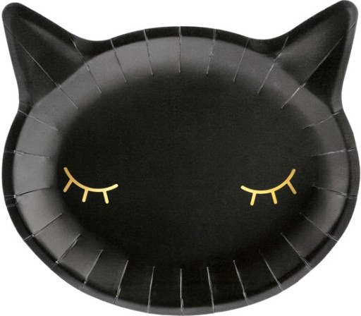 CAT čierne papierové taniere 22 cm 6 ks pre CAT Black mačiatko Halloween